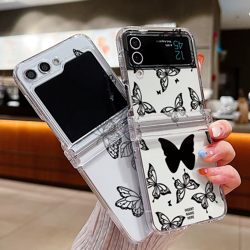 YISHANGOU Schmetterling und Blumen Schutzhülle für Samsung Galaxy Z Flip 7 6 5 4 transparent stoßfeste Hart-PC Abdeckung - Bild 2