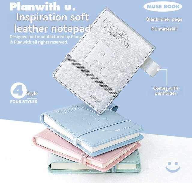 Tragbares Notebook aus weichem Kunstleder in Silber mit einfachem Aufbewahrungsdesign - Bild 1