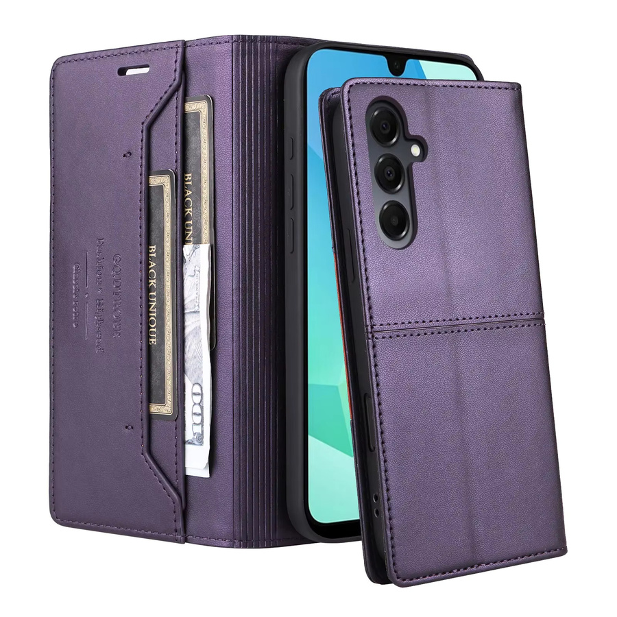 Flip-Lederhülle für Samsung Galaxy (verschiedene Modelle) als Brieftaschen-Schutzhülle in Schwarz oder Lila - Bild 1