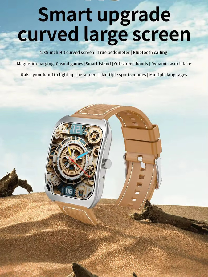 SIMSONLAB Smartwatch mit 1,85 Zoll gebogenem Bildschirm, Bluetooth 5.4, kabelloser Anruffunktion, Musiksteuerung, Herzfrequenz- und Schlafüberwachung sowie Fernkamera in Schwarz - Bild 6
