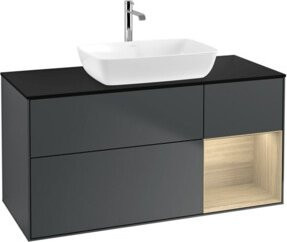 V&B Waschtischunterschrank Finion mit Wandbeleuchtung, Schwarz lackiert, Breite: 120 cm, Tiefe: 50,1 cm, Höhe: 50,1 cm - Bild 1