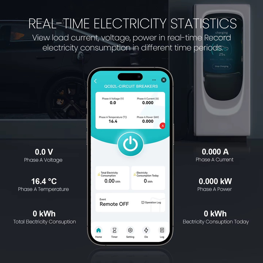 Tuya WIFI RCBO Intelligenter Leistungsschalter mit Messfunktion, Kurzschluss- und Leckageschutz sowie Zeitschaltuhr, Weiß - Bild 2