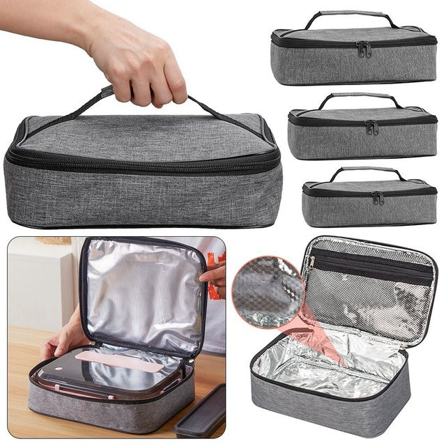 ISKYBOB Tragbare Quadratische Thermische Lunch-Tasche in Grau - Bild 1