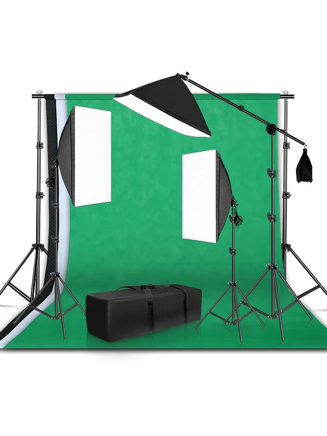 Softbox-Beleuchtungsset für Fotostudios mit Hintergrundrahmen, 3 Hintergründen, Stativen, Reflektorplatten und 4 Schirmen - Bild 3