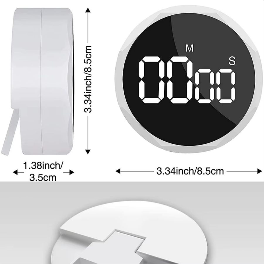 TINSOL Magnetischer Digitaler Timer in Schwarz als Rotierender Zeitmanagement-Wecker und Küchen-Kochzähler zum Kochen und Lernen - Bild 5
