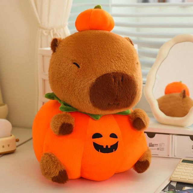 Kidsly Halloween Kürbis Capybara Plüsch Puppe, Tiere, Orange - Bild 1