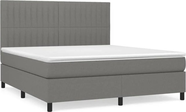 vidaXL Boxspringbett Hybrid mit Matratze und Kopfteil Dunkelgrau B/T: 180 x 200 cm - Bild 1