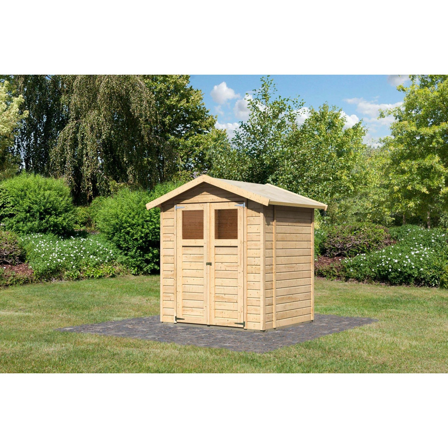 Karibu Holz-Gartenhaus Östersund mit Satteldach in Natur, Unbehandelt, B/T/H: 149 x 177 x 219 cm - Bild 2