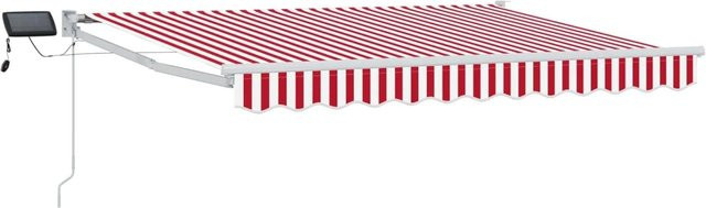 vidaXL Manuelle Gelenkarmmarkise mit LEDs in Rot und Weiß, Breite: 250 cm, Tiefe: 200 cm - Bild 1