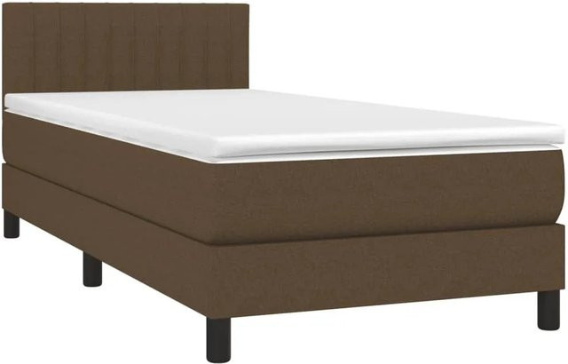 vidaXL Boxspringbett mit Matratze in Dunkelbraun, Hybridbett mit LED-Unterbettbeleuchtung und USB-Ladeport, B/T/H: 90 x 200 x 103 cm - Bild 1