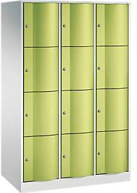 C+P Schließfachschrank Resisto mit 12 Fächern und 3 Abteilen, Stahl, Lichtgrau/Clowngrün, B/T/H: 114,8 x 64,0 x 195,0 cm - Bild 1