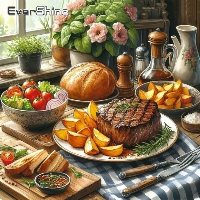 EverShine DIY Diamant-Stickerei Steak-Essens-Gemälde, Mosaik, square - Bild 1