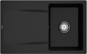 Villeroy & Boch Siluet 45 Flat Flächenbündige Keramikspüle mit Ablauggarnitur und Handbetätigung in Schwarz - Bild 1