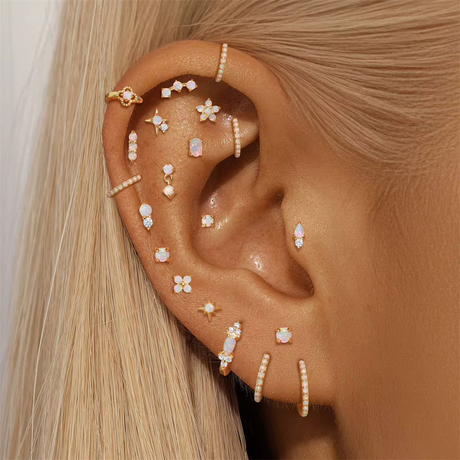 ROXI Ohrring 925 Sterling Silber, 18K Vergoldet, Opal-Serie, Oktagramm Kleeblatt - Bild 1