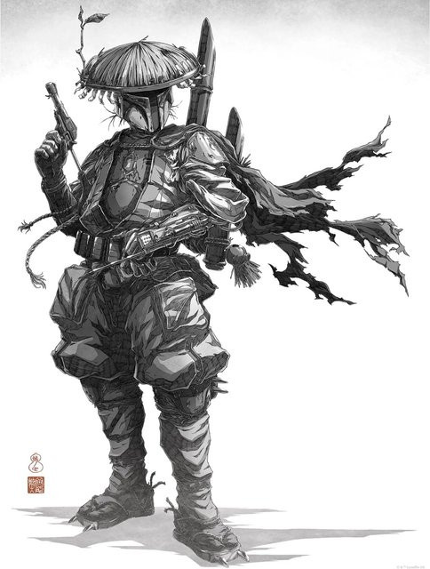 Komar Wandbild Star Wars Vision Samurai Bounty Hunter Paper Poster Schwarz-Weiß B: 30 cm, H: 40 cm - Bild 1