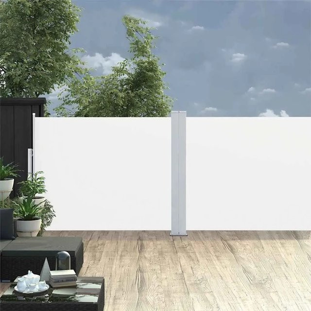 Furnicato Ausziehbare Seitenmarkise aus Polyester in Creme mit automatischer Aufroll-Funktion, Höhe: 170 cm, Breite: 1200 cm - Bild 1