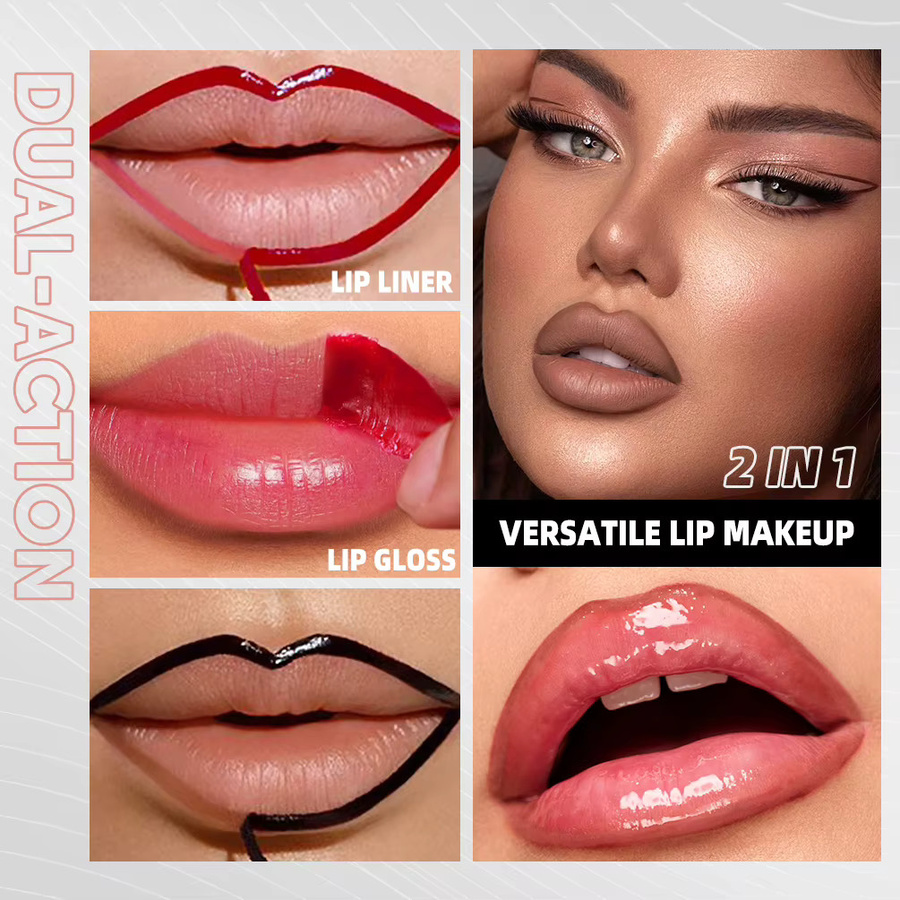 QIBEST Lipliner Peel-Off Tattoo Lipgloss, Braun, Matt - Bild 2