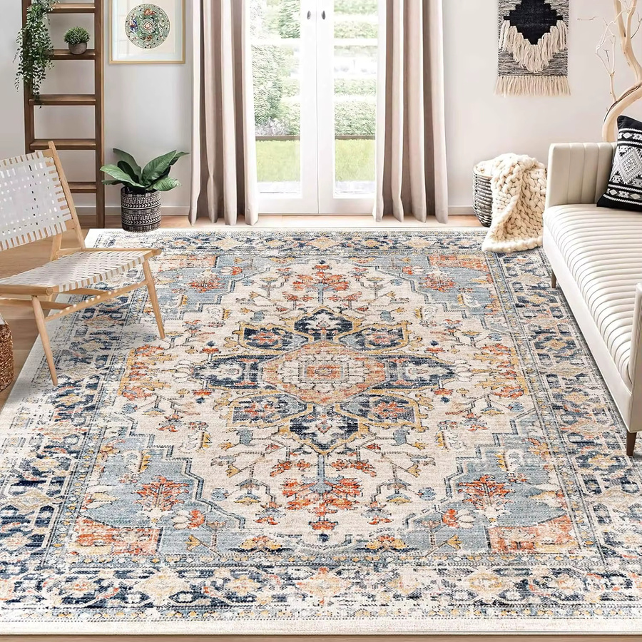 VIKAMA Boho Teppich in Multicolour, rechteckiger Retro-Teppich mit ethnischem Design für Wohnzimmer und Schlafzimmer, B/T: 120 x 80 cm - Bild 1