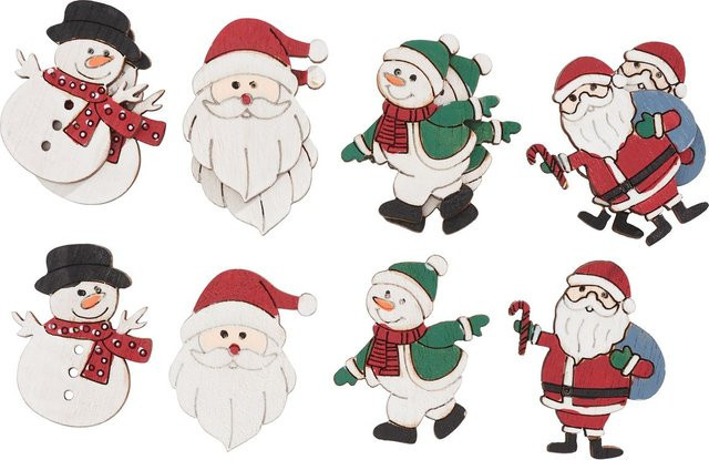 VBS Streuteile-Mix Santa und Schneemann aus Holz für weihnachtliche Dekoration - Bild 1