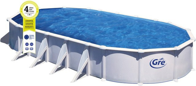 Gre Atlantis Ovaler Stahlwand-Pool in Weiß, B: 915 cm, T: 470 cm, H: 132 cm - Bild 1