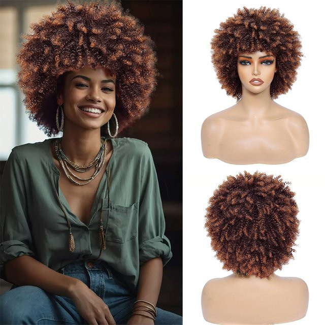 ISIGROSI Afro-Lockenperücke, 11 Zoll, Schwarz, Damen - Bild 1