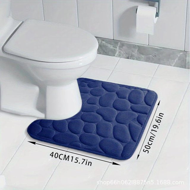 Saugfähige U-förmige Badezimmermatte aus Flanell von HYC5, Farbe: Dunkelblau, B/T: 50 x 40 cm - Bild 1