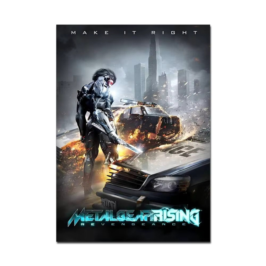 Metal Gear Rising Revengeance Vintage Anime Poster als Aufkleber für deine Wanddekoration in Weiß - Bild 7