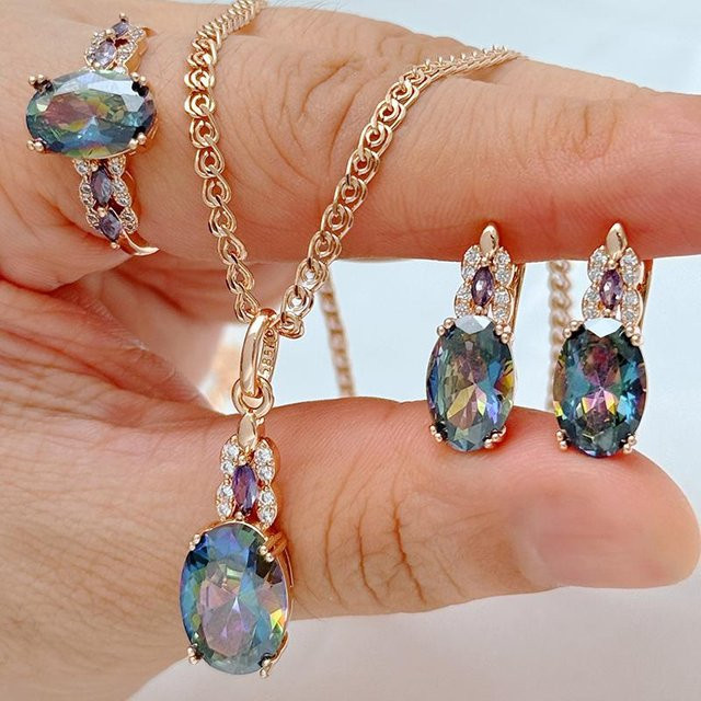 Kinel Schmuckset, 585 Gold, Roségold, Zirkonia, Damen - Bild 1