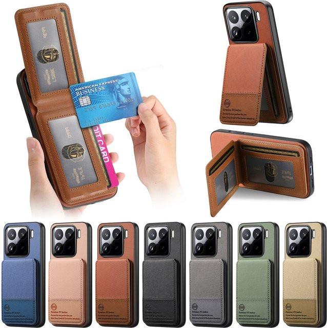 Leder-Handyhülle mit RFID-Schutz und Kartenfach für Xiaomi und Redmi Modelle in Schwarz - Bild 1