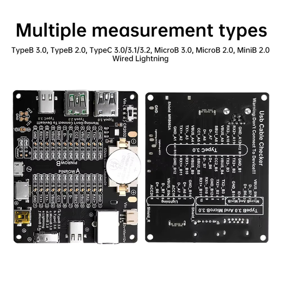 USB-Datenkabel-Erkennungsplatine zur Prüfung von USB-C und Micro-USB Kabeln mit Kurzschlussfunktion in Schwarz - Bild 3