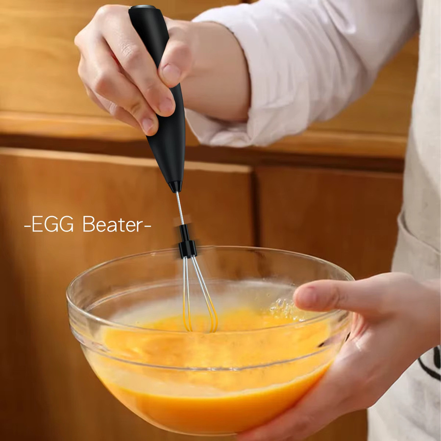 OFENGIQ Elektrischer Handmixer und Milchaufschäumer mit Ständer, batteriebetrieben, Schwarz und Weiß - Bild 3