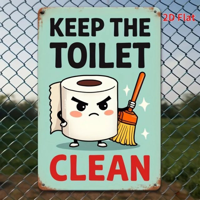 Retro-Blechschild CIFBUY Keep The Toilet Clean Wandkunst aus Metall, Mehrfarbig, Breite: 50,8 cm, Höhe: 76,2 cm - Bild 1
