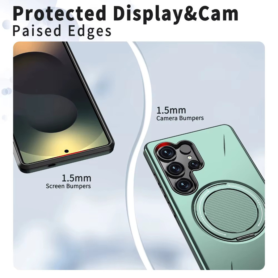 Magnetische 360 Grad rotierende Schutzhülle mit MagSafe Kompatibilität für Samsung Galaxy S26 S25 Edge S24 Plus S23 FE Ultra in Schwarz und Grün - Bild 4