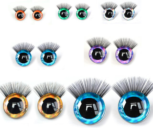 12-teiliges Sicherheits-Glitzer-Augen mit Wimpern, Set, Bunt / Mehrfarbig, Lila, Kunststoff - Bild 1