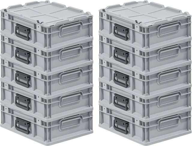 PROREGAL Spar Set 10x Eurobox Nextgen Portable Transportbehälter Grau H x B x T: 40 x 135 x 30 cm - Bild 1