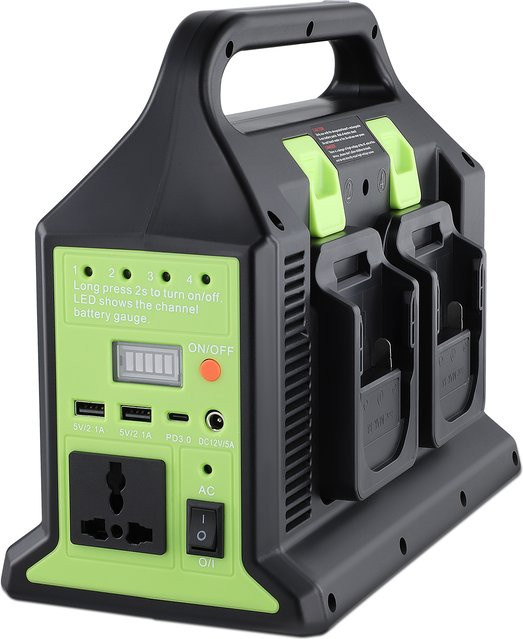 Makita 350 W Wechselrichter Akku-Adapter für 18 V Akkus, DC 18 V auf AC 220–230 V mit 4 Anschlüssen und LED-Licht, Schwarz - Bild 1
