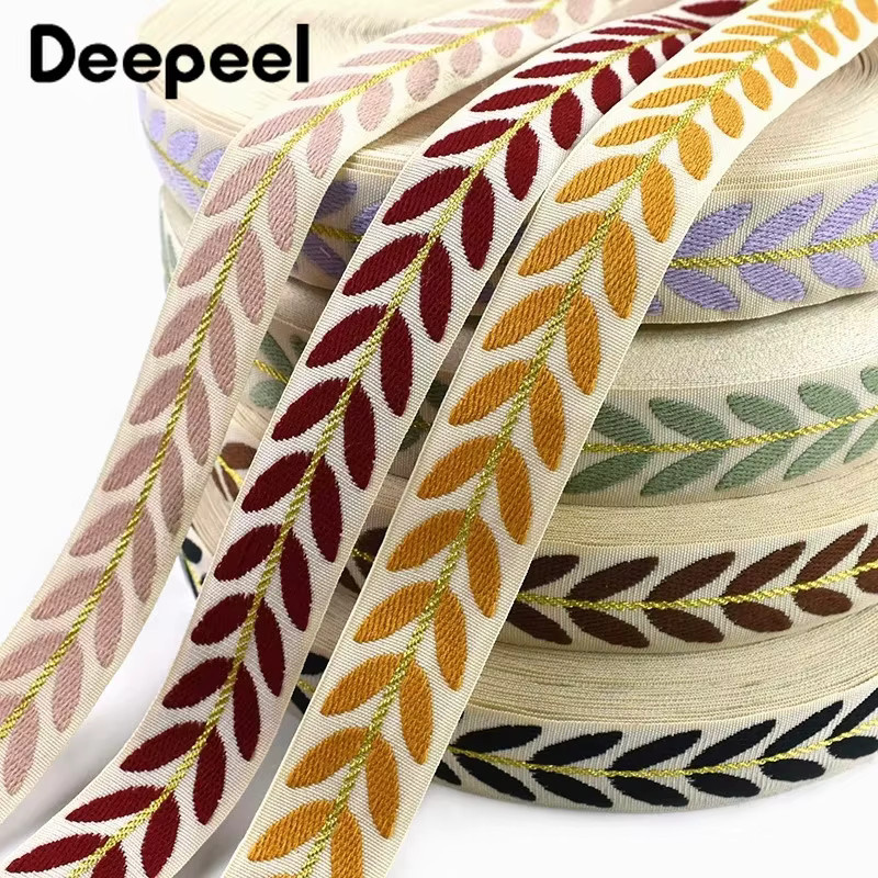 Deepeel Jacquard-Gurtband aus Polyester in Grün und Multicolour, Breite: 25 mm - Bild 2