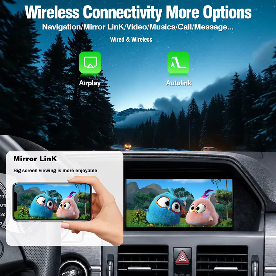UTOTOP Kabelloser Apple CarPlay und Android Auto Decoder für Mercedes-Benz C-Klasse W204, E-Klasse W212 und GLK X204 mit NTG4.0 Original Bildschirm, Schwarz - Bild 3