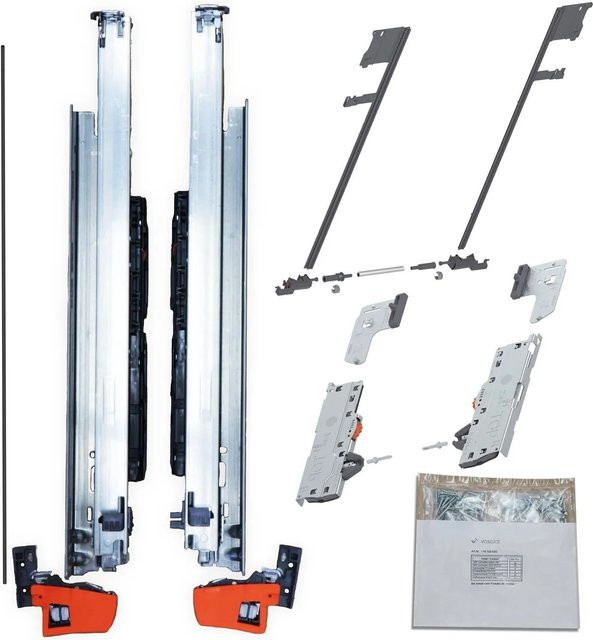 Blum Movento Blumotion Schubladenschienen Set mit Tip-On und Seitenstabilisierung, Farbe: Silber, Länge: 480 mm, Tragkraft: 40 kg - Bild 1