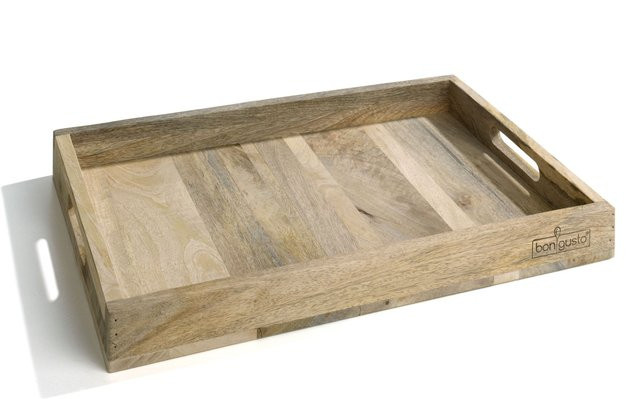 Tablett bongusto aus Holz in Braun, rechteckig, B/T/H: 48,0 x 32,0 x 32,0 cm - Bild 1