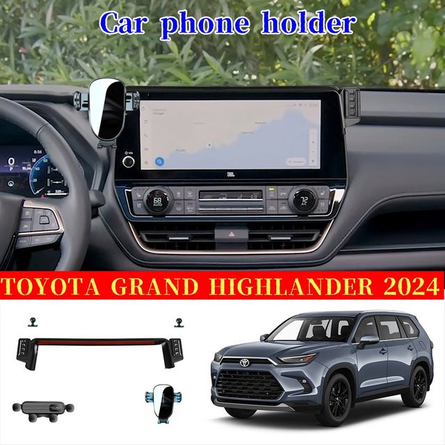 Smartphone Halterung für Toyota Grand Highlander 2024 mit kabelloser Ladefunktion und Schwerkraft-Mechanismus in Schwarz - Bild 1