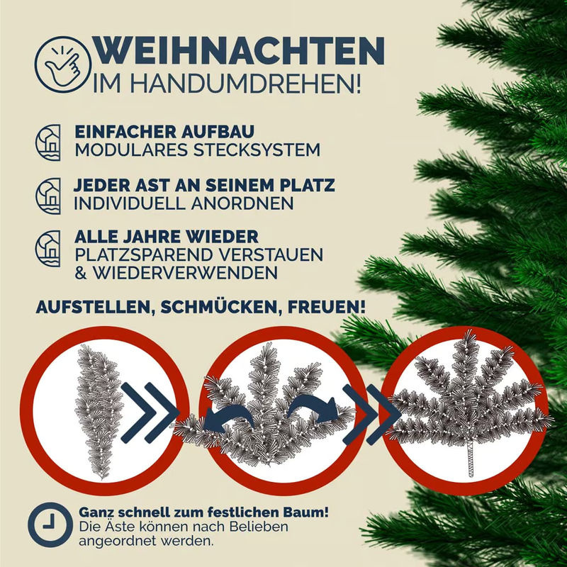 CASARIA Weihnachtsbaum künstlich in Grün mit Metallständer, Höhe: 150 cm - Bild 4