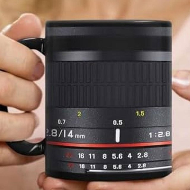 Keramik-Kaffeetasse im Kameraobjektiv-Design, schwarze Teetasse für Damen und Herren - Bild 1