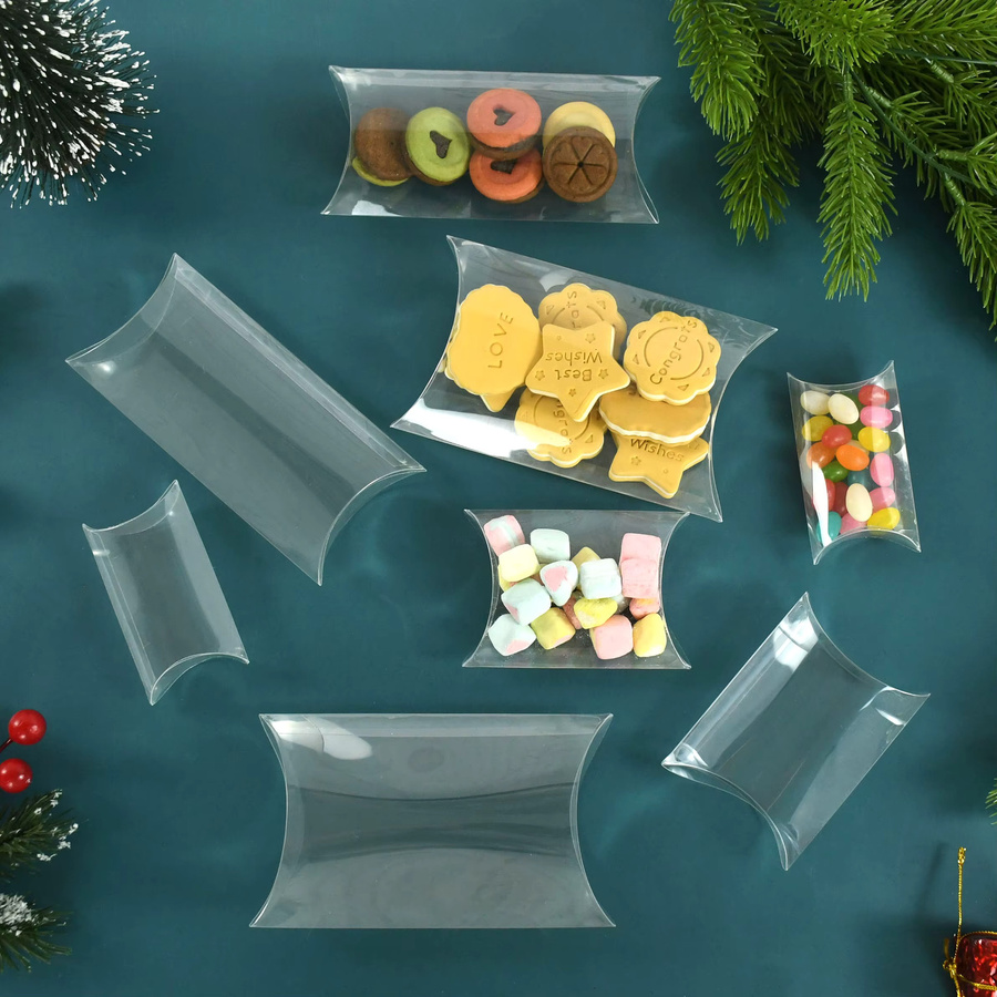 10er Set transparente Kissenform Geschenkboxen aus PVC für Süßigkeiten und Snacks zur Dekoration von Hochzeiten, Geburtstagen oder Partys - Bild 4