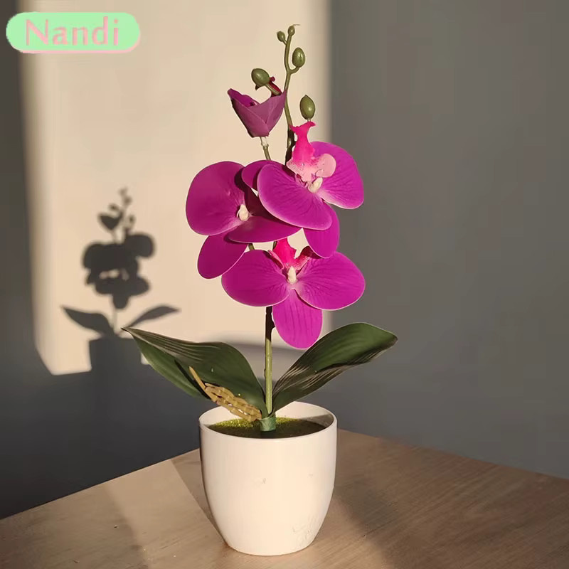 NANDI Kunstblume Orchidee mit Schmetterlings-Design für Tischdekoration und Heim- sowie Hochzeitsdekoration - Bild 3