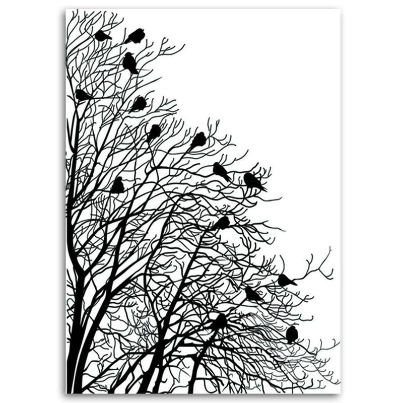 Feeby Leinwandbild Vögel auf Zweigen in Schwarz-Weiß, Querformat, B: 60 cm, H: 40 cm - Bild 2