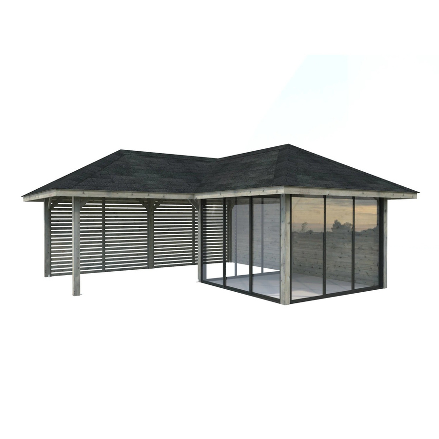 PALMAKO Pavillon Bianca Set 211 Slide aus Fichtenholz in Grau, B/T/H: 588 x 588 x 319 cm - Bild 2