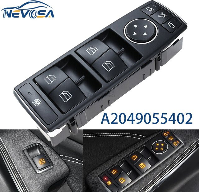 NEVOSA Fensterheberschalter in Schwarz für Mercedes Benz C E Klasse W212 W204 W117 W176 W156 X204 S212 - Bild 1