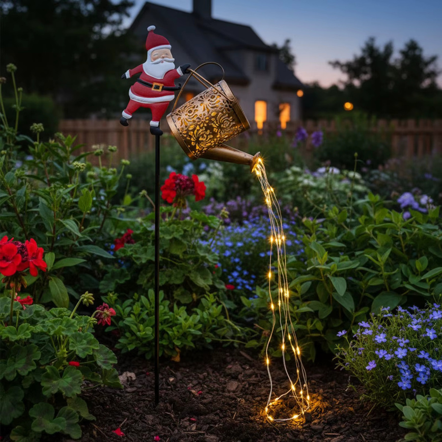 Alloet Solar-Weihnachtsmann Gießkanne mit LED-Licht als dekorative Weihnachtsbeleuchtung für Garten und Außenbereich in Mehrfarbig - Bild 2