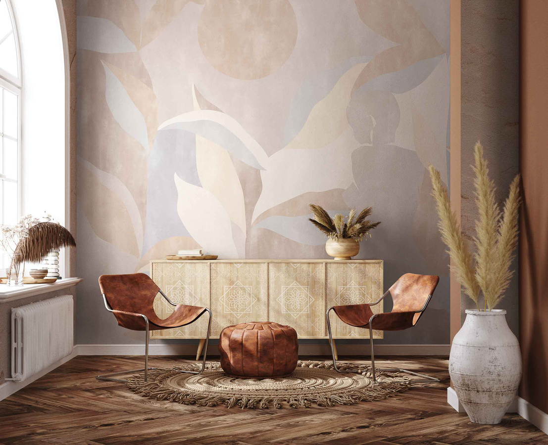 Coordonné Wandgestaltung Bahir Dar in Beige mit floralem Textildesign - Bild 1